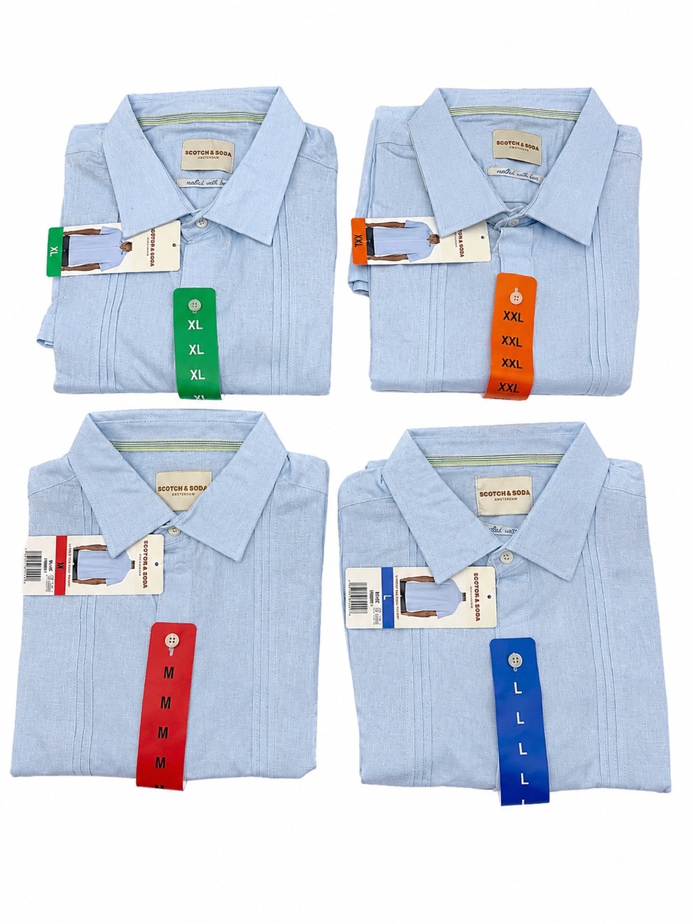 Scotch & Soda Men's Linen Blend Short Sleeve Shirt Blue M L XL XXL NWT